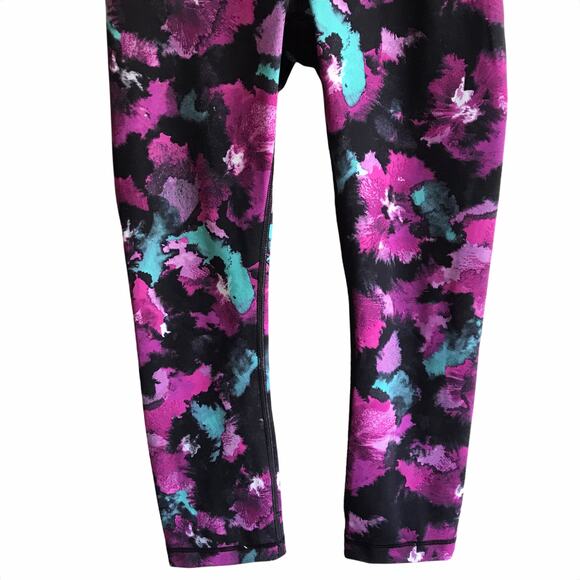 Lululemon Wunder Under Crops Midnight Bloom Leggings Size 4 Yoga Running Tights - Picture 9 of 13